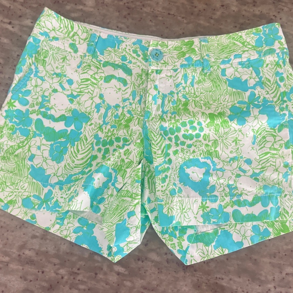 Lilly Pulitzer Green and Blue Floral Women Shorts